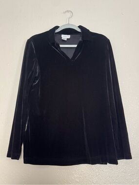 Coldwater Creek Black Velvet Long Sleeve Top
